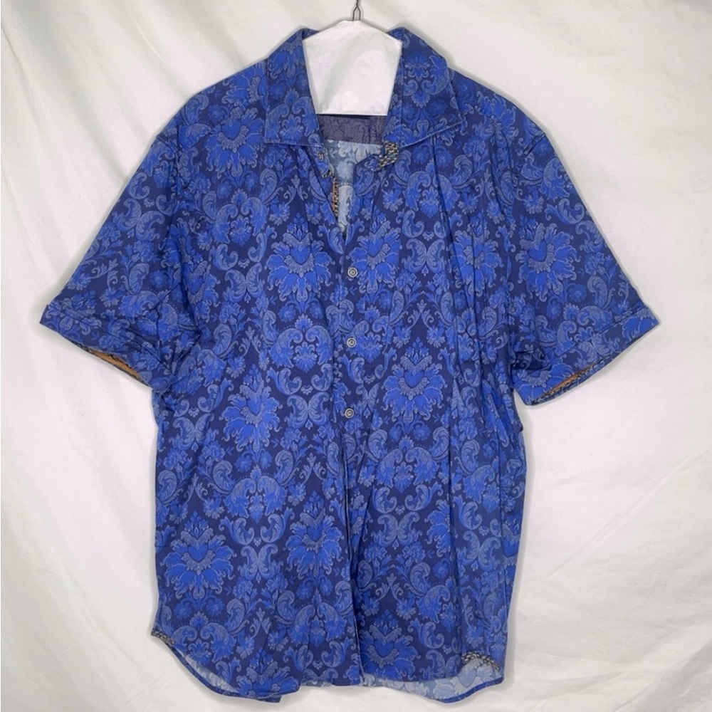 Robert Graham Blue Casual Button Down Shirt with Paisley Pattern